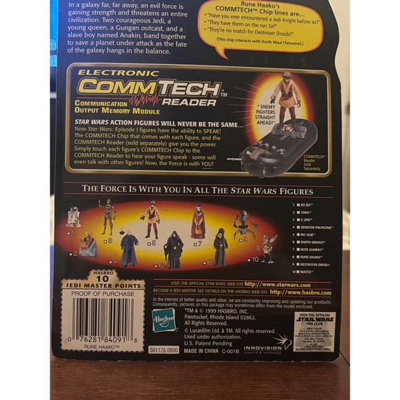 Star Wars Episode I Rune Haako 1999 Hasbro CommTech Chip Action Figure New - Picture 14 of 16